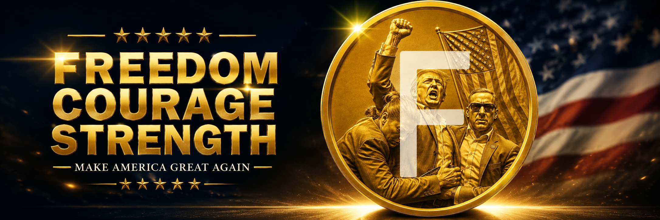 Fight Coin banner: Freedom, Courage, Strength